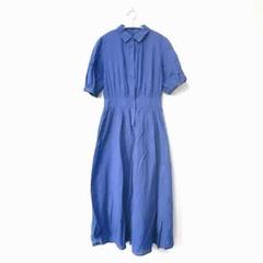 N. エヌドット【M】シャツワンピース 綿100% ロング丈 ブルーネイビー