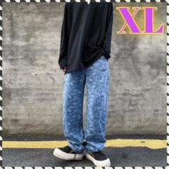 XLサイズ【在庫限り】ペイズリー柄 青 デニム ボトムス ストリート系 新品のサムネイル