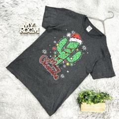 クリスマスサボテンTシャツ★ユニセックスS グレー系