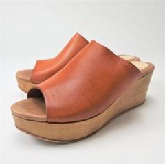 【訳あり】本革 ウエッジサンダル ブラウン 25.0㎝ 7003391301