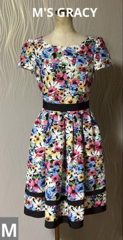 新品 エムズグレイシー オーガンジー 花柄 フラワー 刺繍