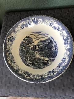 松村硬質陶器 統制陶器 ブルーラインリム皿 昭和レトロ