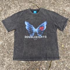 バタフライヴィンテージライクTシャツ ブラック グレー
