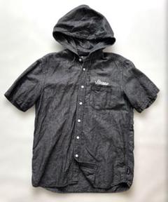 STUSSY ステューシー シャツパーカー シャンブレー ロゴ刺繍 リネン L