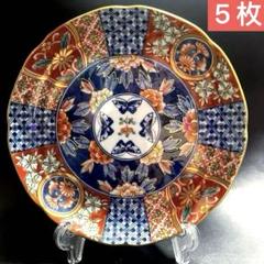 有田焼　秀峰　古伊万里文様　銘々皿　中皿　金彩　輪花　花形　５枚 有田焼 秀峰 古伊万里文様 銘々皿 中皿 金彩 輪花 花形 5枚