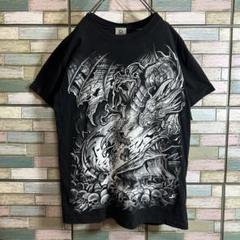 【00's】リキッドブルー　ドラゴン　半袖tシャツ