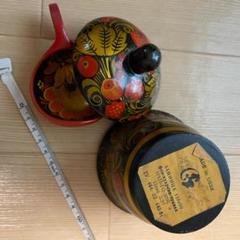 【値下げ】ロシア　伝統民芸品　ホフロマ塗り　木製漆器 スプーン　壁掛け　ボール ホフロマ塗 スプーン ちょうど良いサイズ ロシア工芸品 木製