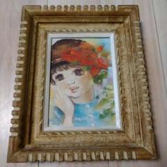 注目ブランドのギフト 小林恵 バラの帽子 絵画 油彩 額装 アンティーク - メルカリ 絵画
