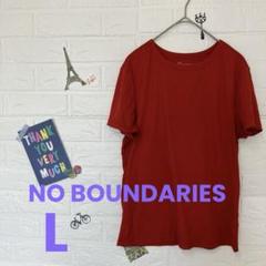 NO BOUNDARIES リブTシャツ レッド　【L】