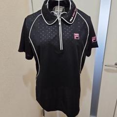 新品未使用FILA 半袖ポロシャツ 黒 ドット柄