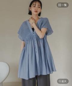 LOWRYSFARM シャーリングチュニックフレンチスリーブ