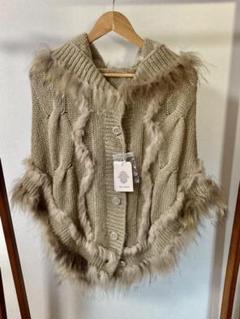 Bou Jeloud ブージュルード フォックスファー付きケープ ポンチョ ブージュルードフォックスファーケープ ポンチョ マントサイズM