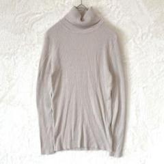 ニット セーター トップス F リブ編み タートルネック グレー レディース