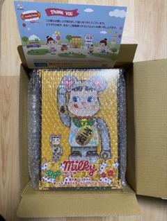 BE@RBRICK 招き猫　ペコちゃん　銀メッキ　蓄光ミルキー入り　ベアブリックのサムネイル