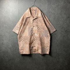 n155 半袖シャツ　柄シャツ　古着　ペイズリー　総柄　オープンカラー　レトロ