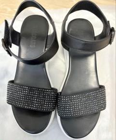 ☆美品☆ STACCATO /スタッカート/サンダル　【サイズ22.5】ブラック ラウンドシェイプスリングサンダル（350IS137－7820