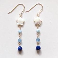 14kgf✧スター&ラピスラズリ×アクアマリン×ラリマーピアス