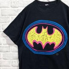 バットマン Batman ネオンロゴ 黒Tシャツ M アメコミ DCコミ1864