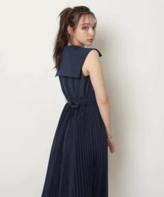 ノースリーブシャツワンピース ネイビー
