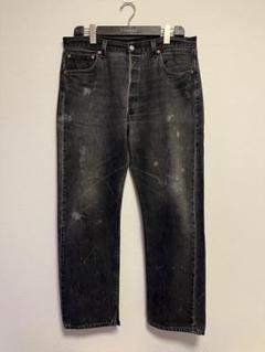 90s USA製 リーバイス Levis ブラックデニム ペイント スリット