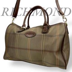 RICHMOND リッチモンド ボストンバッグ チェック 2way レザー 茶