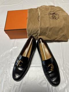 ☆美品☆ HERMES エルメス ローファー　ゴールド金具　37半 ☆美品☆ HERMES エルメス ローファーゴールド金具37半