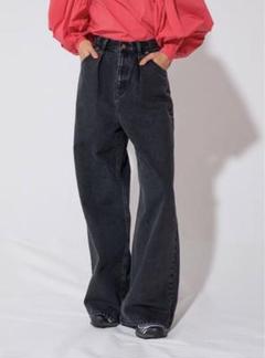 【美品】Lee×CHAROL タックワイドデニムパンツ ジーンズ　ブラック