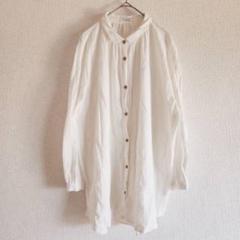【heart market】（F）ギャザーシャツブラウス/無地チュニック丈