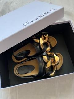 JW Anderson サンダル 38 ブラック ゴールドチェーン サイズ38