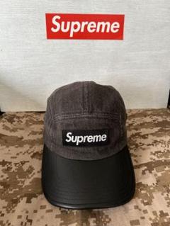 Supreme レザーバイザー　キャップ 2トンブラック