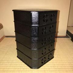 茶道具　塗師　海田宗恵造　真塗　縁高重　五段重　共箱　V　8789A 茶道具 塗師 海田宗恵造 真塗 縁高重 五段重 共箱 V