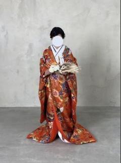 色打掛 オレンジ 花柄 金糸 刺繍 着物 - メルカリ
