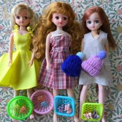 リカちゃん】まとめ売り ドール3体 洋服 ヘアアクセサリーの