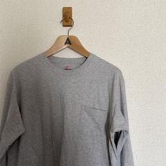 Hanes BEEFY-T ロングスリーブポケットTシャツ(XL) グレー