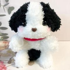 モールドール もこもこ 黒 白 犬 ぬいぐるみキーホルダー モール人形