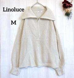 【リノルーセ】 Linoluce ニットトップス ハーフジップ アイボリー M