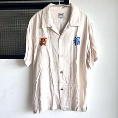 ヒューストン　スーベニアシャツ　L　刺繍　白　半袖　虎　ベトシャツ　アロハシャツ