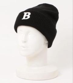 新品　SPINNS ニットキャップ／ワンポイントロゴデザインR ブラック