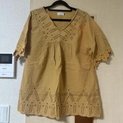 LEPSIM 刺繍入りチュニック 半袖 オレンジ フリーサイズ トップス