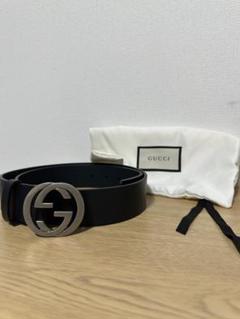 GUCCI ダブルGロゴ ブラックレザーベルト - メルカリ