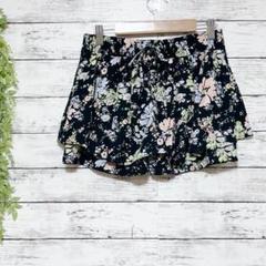 A992　JILSTUART　総花柄　ショート　ミニ　パンツスカート　紺