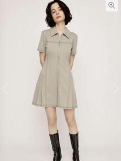 SLY FRONT ZIP SIDE PLEATS ショート ワンピース