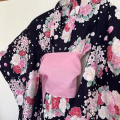 子供用着物 紺色 花柄 130cm