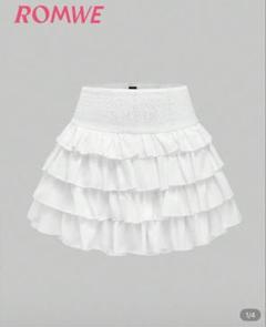 SHEIN ROMWE ホワイト タック入り ミニスカート
