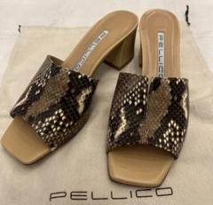 PELLICO パイソン型押しチャンキーヒールミュール　ペリーコ