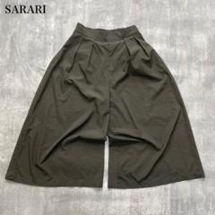 サラリ【M】ワイドパンツ ガウチョ クロップド タックデザイン ハイライズ