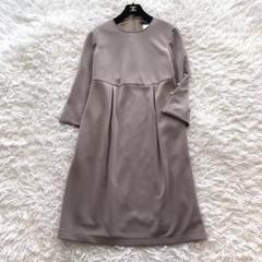 美品✨ルネワンピースフロントジップブローチ格子柄グレー36 M
