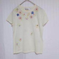 美品】 ジュンコシマダ 半袖 花柄刺繍ゆったりワンピース