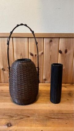 美品　籠　唐物　手付松葉籠　島田竹宝斎作　生花籠　箱付き　茶道具 楽天市場】唐物写肩衝耳付籠 掛置き花入 島田竹宝斎 : 京都
