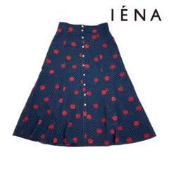 09T990☆ IÉNA ドット 花柄 前開き フレア ロングスカート 春秋